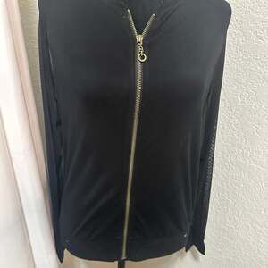 iHeartRaves Black Sheer Mesh Full Zip Lightweight Bomber Jacket